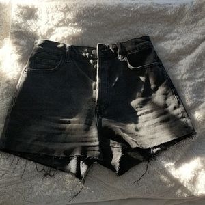 Black denim Reformation high rise shorts, size 25